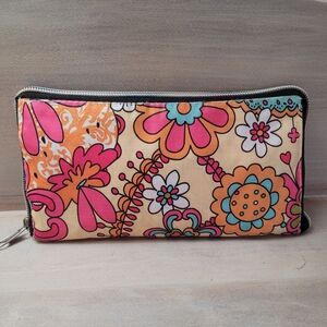 Women's Floral Multicolor Reusable Grocery Tote Bag Zippered Clutch NEW